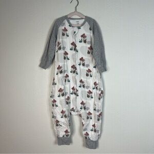 Nest Designs Toddler Romper Mushroom Print Zip Front Gray Sleeves Size 2.5T-4T